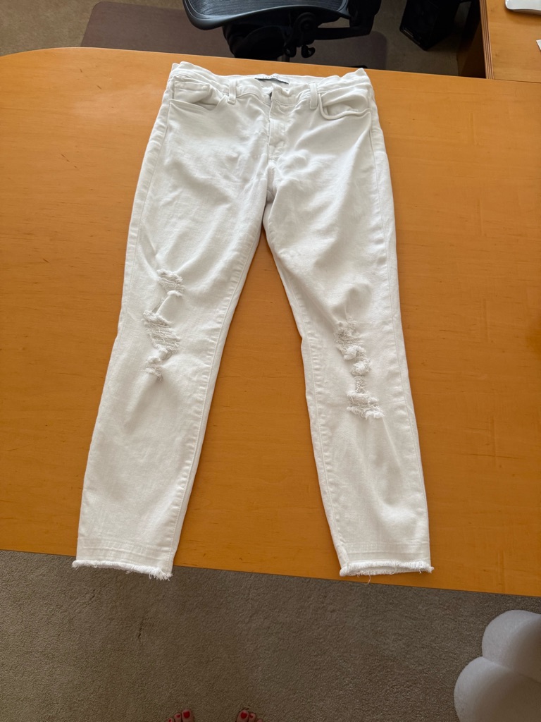 J Brand White Distressed Skinny Jeans